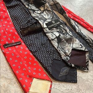 Pierre Balmain Red and Black Silk Ties